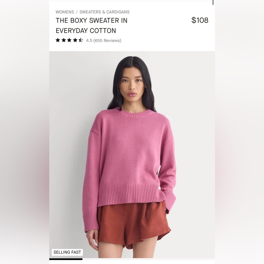 100% Cotton Everlane Boxy Crew Sweater